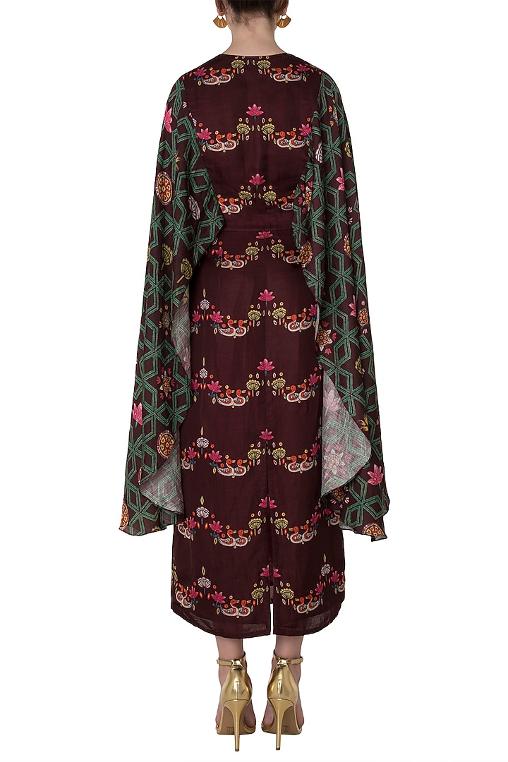 Maroon bundi print maxi dress available only at Pernia's Pop Up Shop.