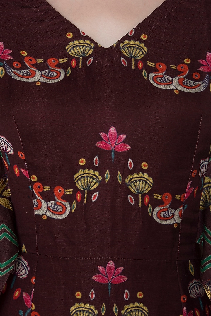 Maroon bundi print maxi dress available only at Pernia's Pop Up Shop.