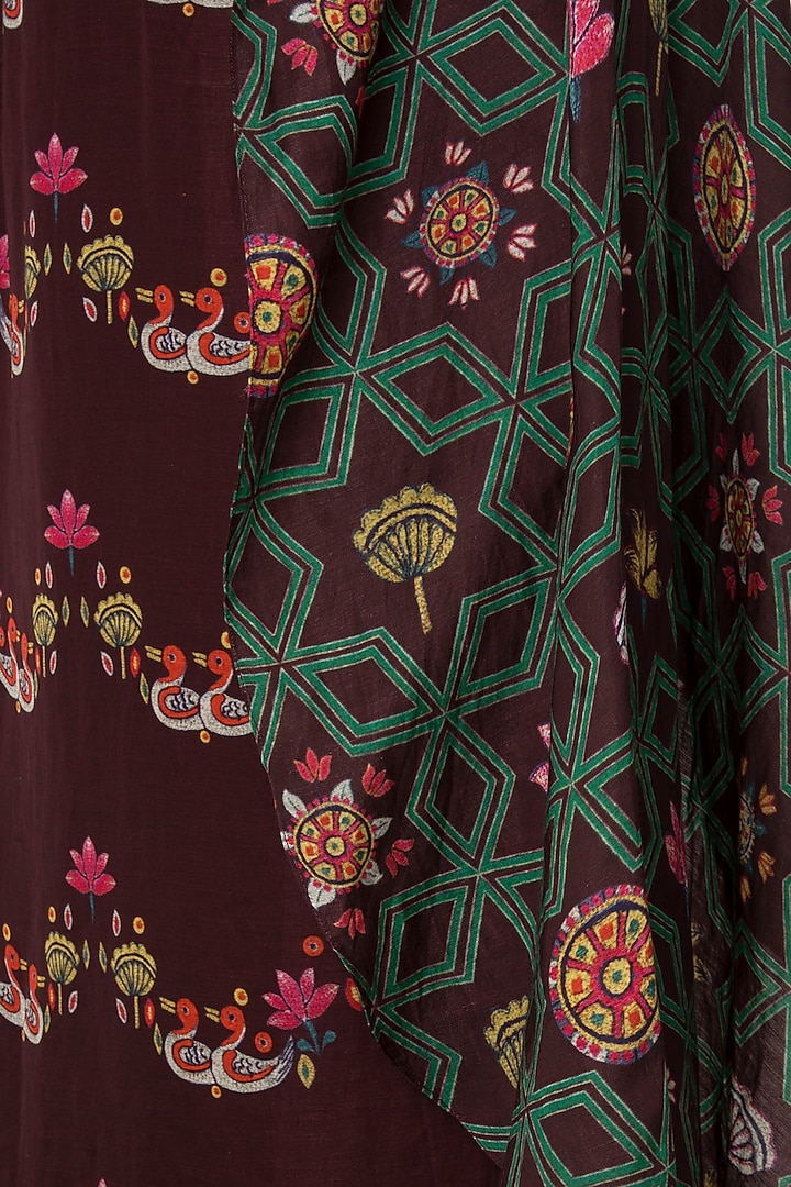 Maroon bundi print maxi dress available only at Pernia's Pop Up Shop.