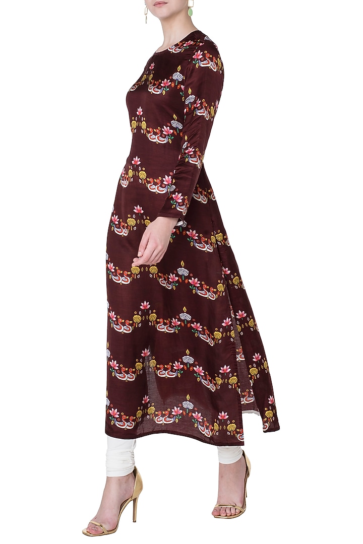 Maroon bundi print kurta available only at Pernia's Pop Up Shop.