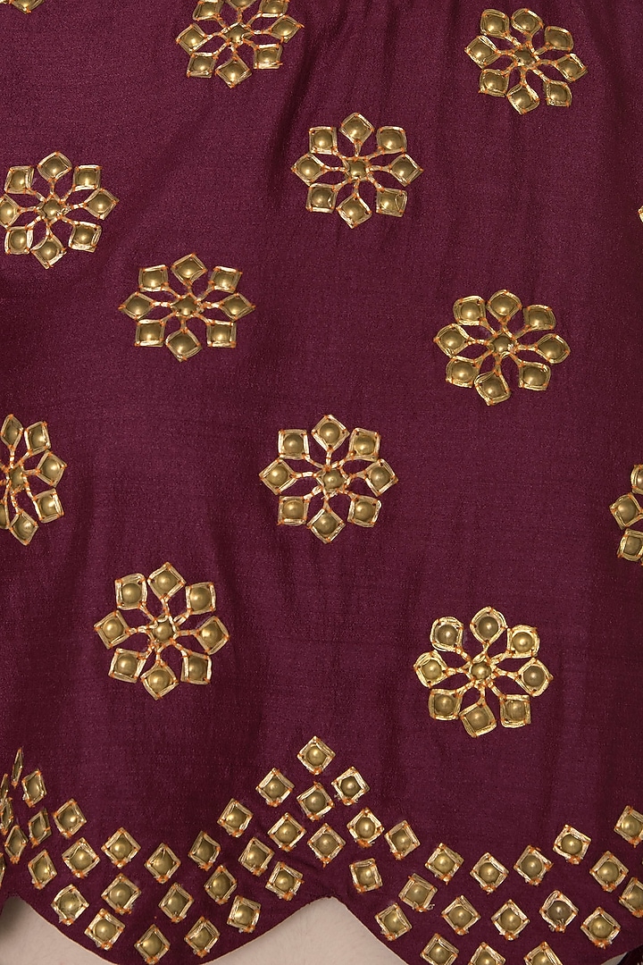 Maroon deer motifs printed lehenga with crop top available only at Pernia's Pop Up Shop.
