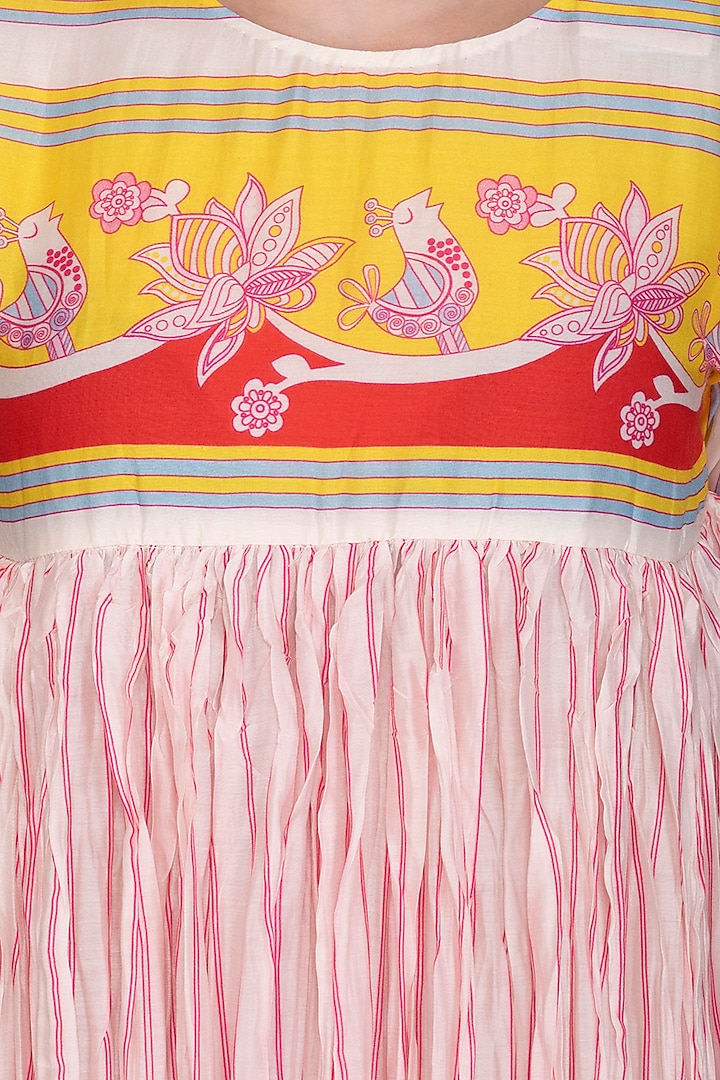 Yellow & Pink Printed Crushed Maxi Vacation Dress by Swati Vijaivargie at Pernia's Pop Up Shop