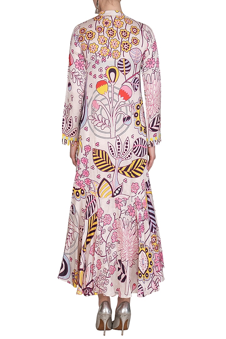 Ivory Linen Satin Jaal Vacation Dress by Swati Vijaivargie at Pernia's Pop Up Shop