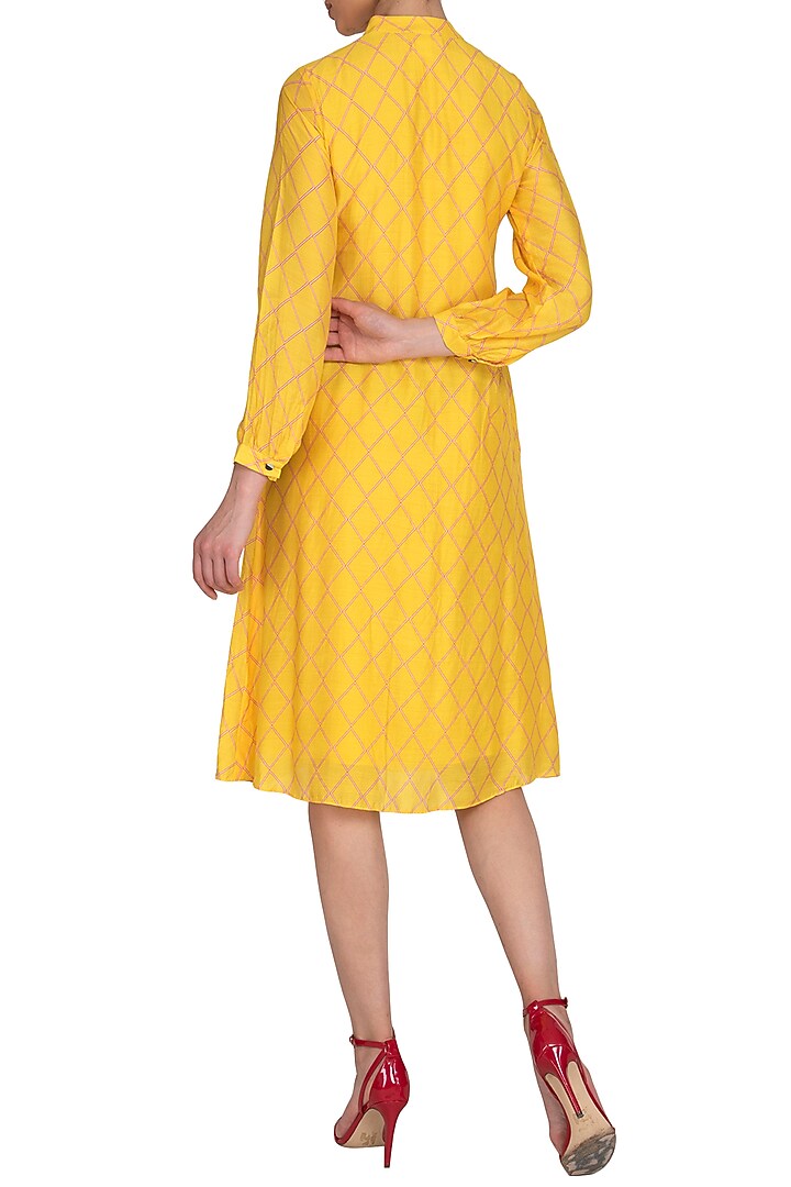 Yellow Jaal Motif Summer Dress by Swati Vijaivargie at Pernia's Pop Up Shop