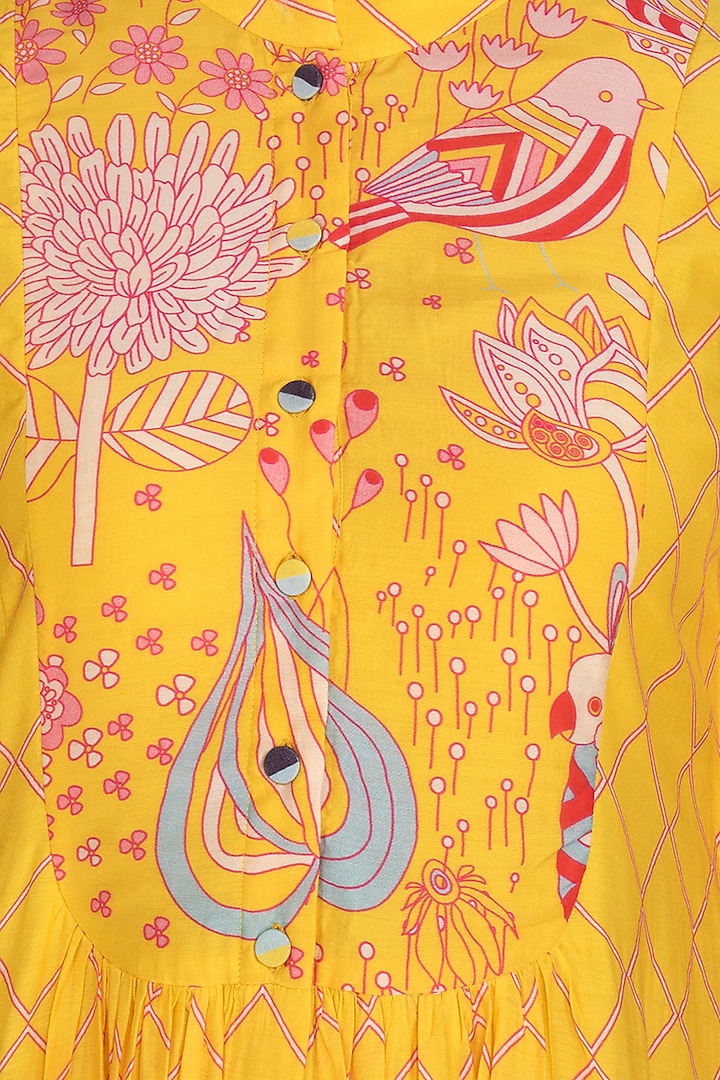 Yellow Jaal Motif Summer Dress by Swati Vijaivargie at Pernia's Pop Up Shop