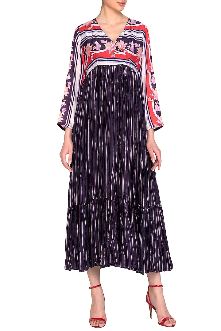 Navy Crushed Maxi Vacation Dress by Swati Vijaivargie at Pernia's Pop Up Shop