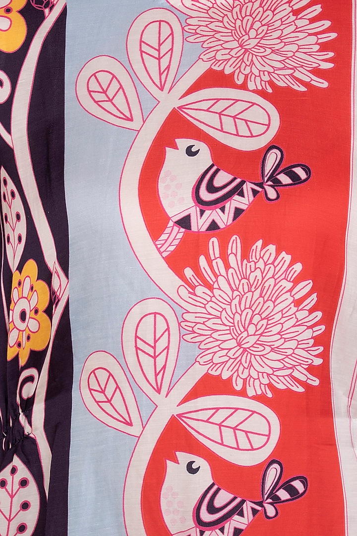 Multi-Colored Linen Satin Printed Maxi Summer Dress by Swati Vijaivargie at Pernia's Pop Up Shop