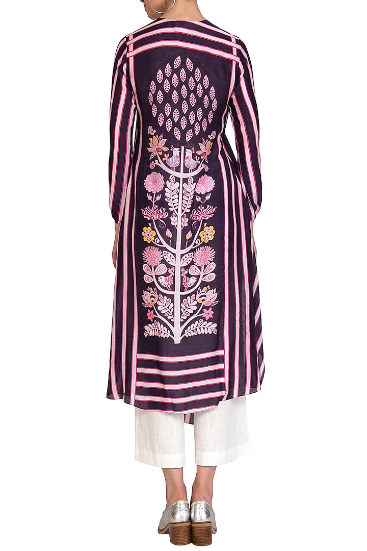 Navy Blue Striped Tunic by Swati Vijaivargie at Pernia's Pop Up Shop