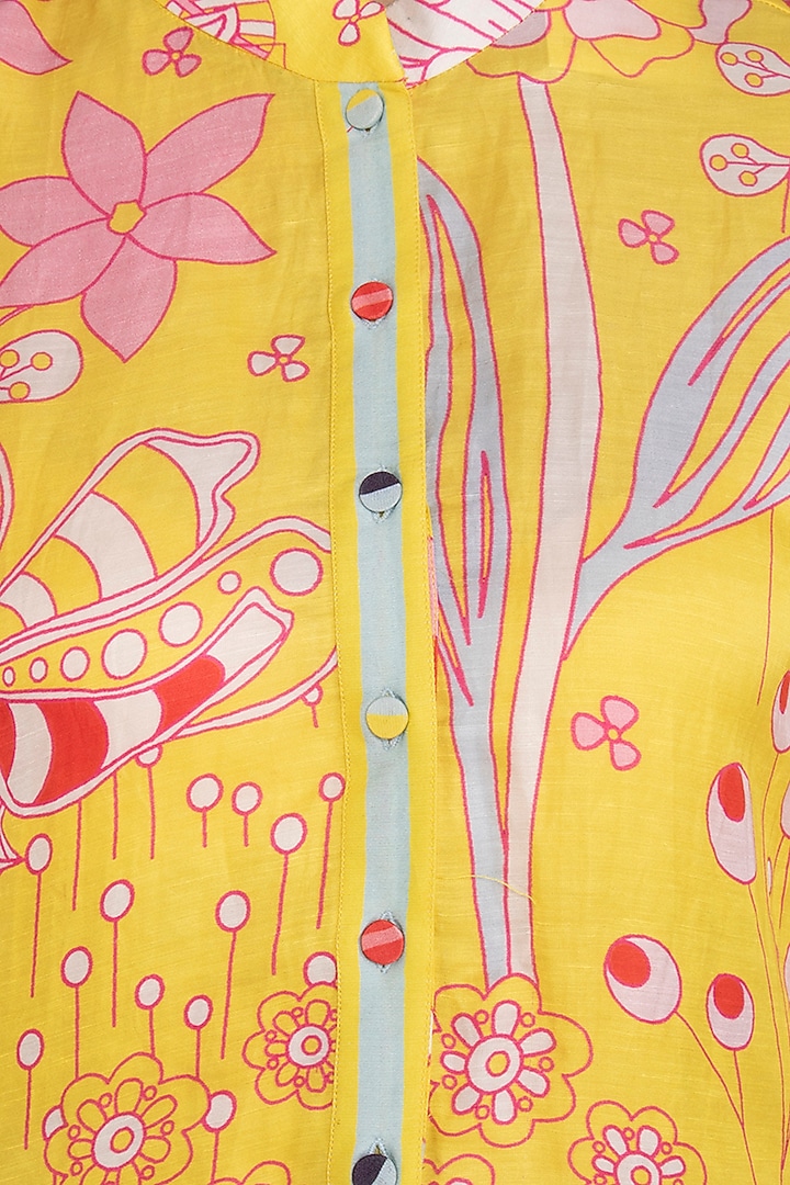 Yellow Jaal Printed Kurta by Swati Vijaivargie at Pernia's Pop Up Shop