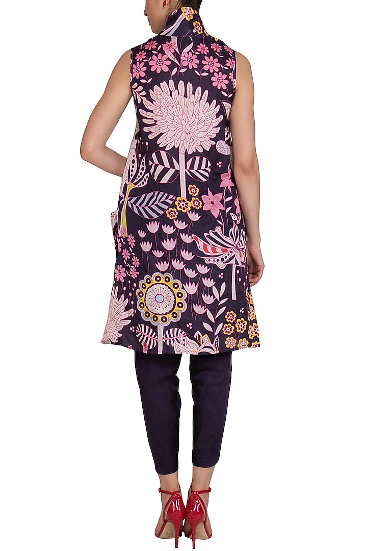 Navy Blue Jaal Printed Tunic by Swati Vijaivargie at Pernia's Pop Up Shop