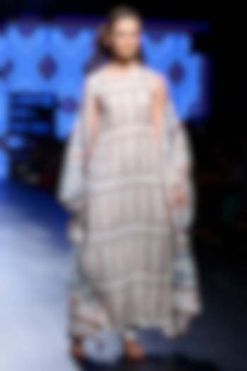 Off white and teal blue peacocks kurta and pants set available only at Pernia's Pop Up Shop.