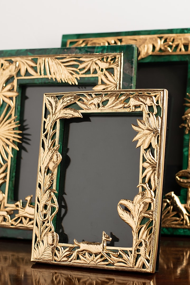Gold Malachite 22kt Gold Plated Photo Frame by SwatiN at Pernia's Pop Up Shop