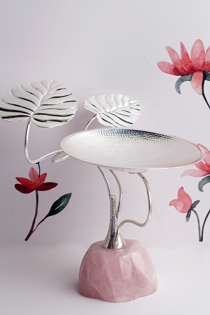 Rose Quartz & Silver Decorative Platter Stand by SwatiN at Pernia's Pop Up Shop
