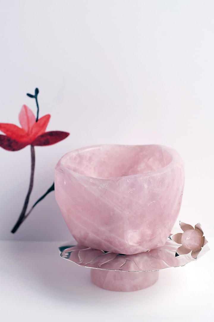 Rose Quartz & Silver Decorative Bowl Stand Design by SwatiN at Pernia's
