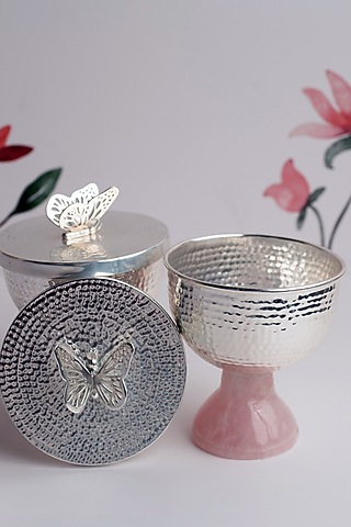 Rose Quartz & Silver Serving Bowl Set by SwatiN
