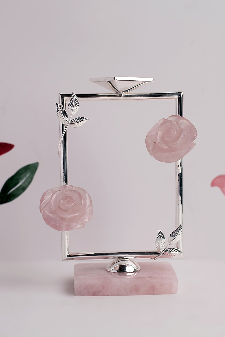 Rose Quartz & Silver Brass Tea Lite Frame by SwatiN at Pernia's Pop Up Shop