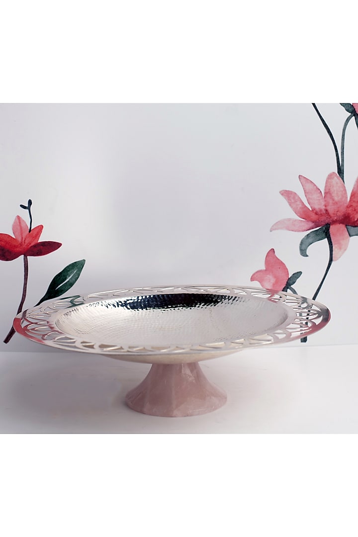 Silver Natural Stone & Brass Platter by SwatiN