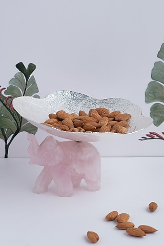 Silver Natural Stone & Brass Decorative Platter by SwatiN