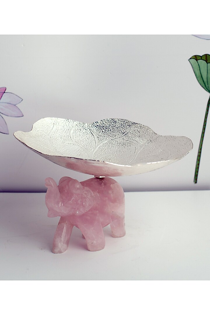 Silver Natural Stone & Brass Decorative Platter by SwatiN at Pernia's Pop Up Shop