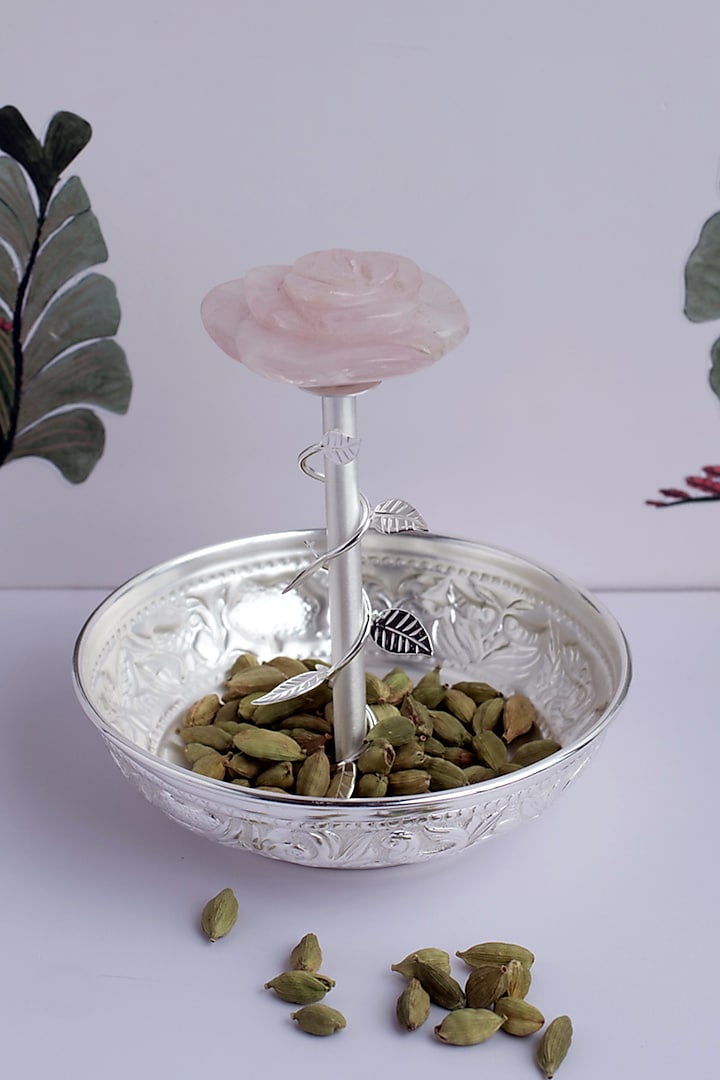 Silver Natural Stone & Brass Mouth Freshner Bowl by SwatiN
