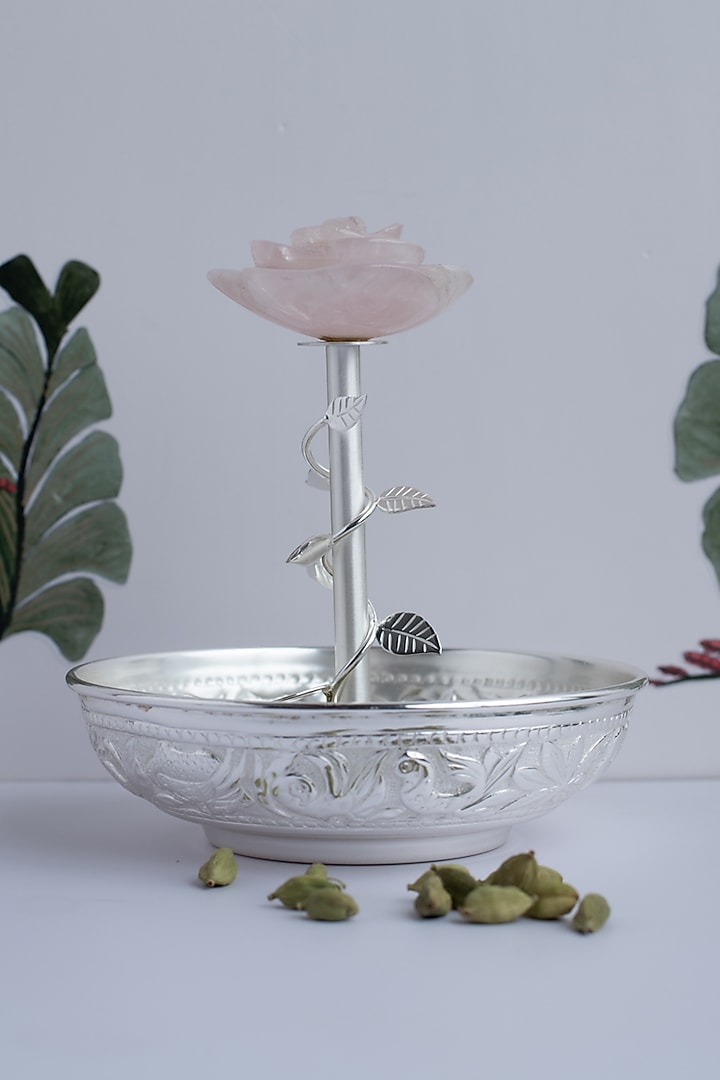 Silver Natural Stone & Brass Mouth Freshner Bowl by SwatiN at Pernia's Pop Up Shop