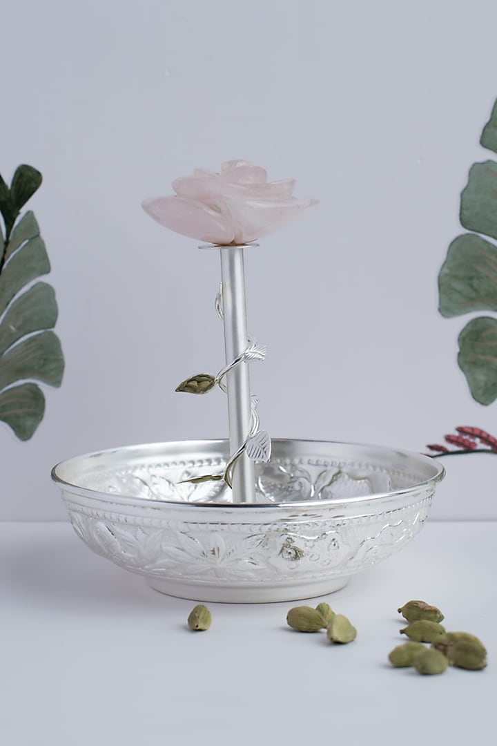 Silver Natural Stone & Brass Mouth Freshner Bowl by SwatiN at Pernia's Pop Up Shop