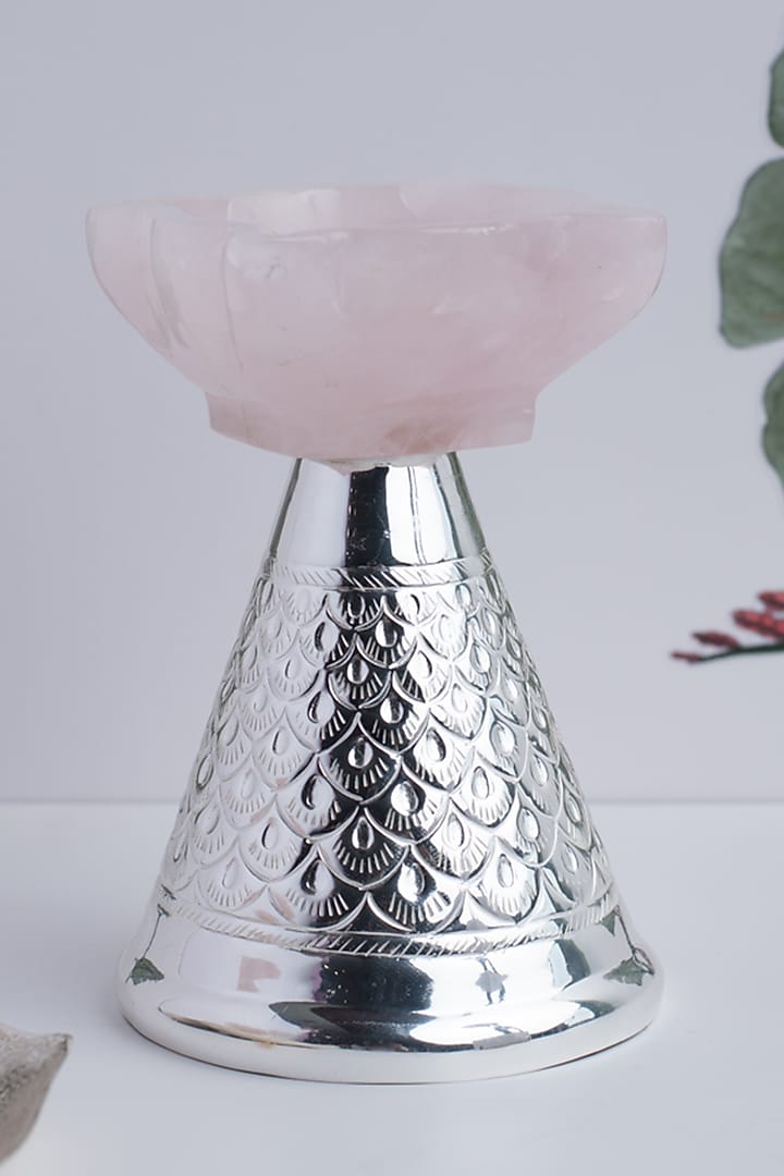 Silver Natural Stone & Brass Tealight Holder by SwatiN at Pernia's Pop Up Shop
