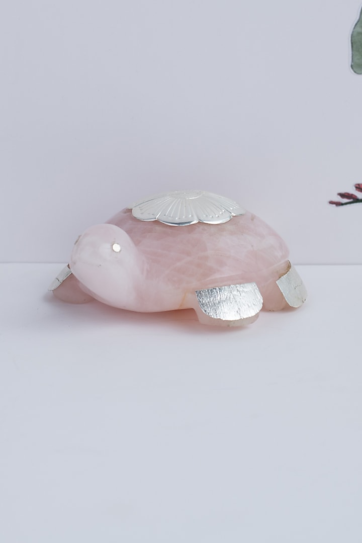 Rose Quartz Natural Stone & Brass Fengshui Turtle by SwatiN