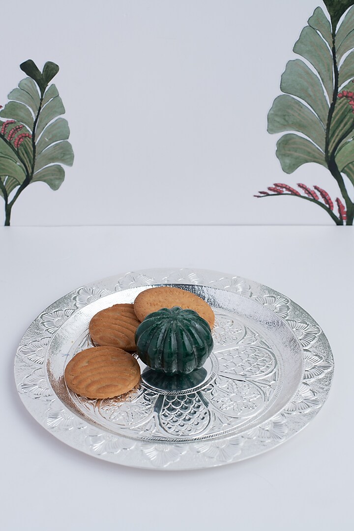 Silver Natural Stone & Brass Platter by SwatiN at Pernia's Pop Up Shop