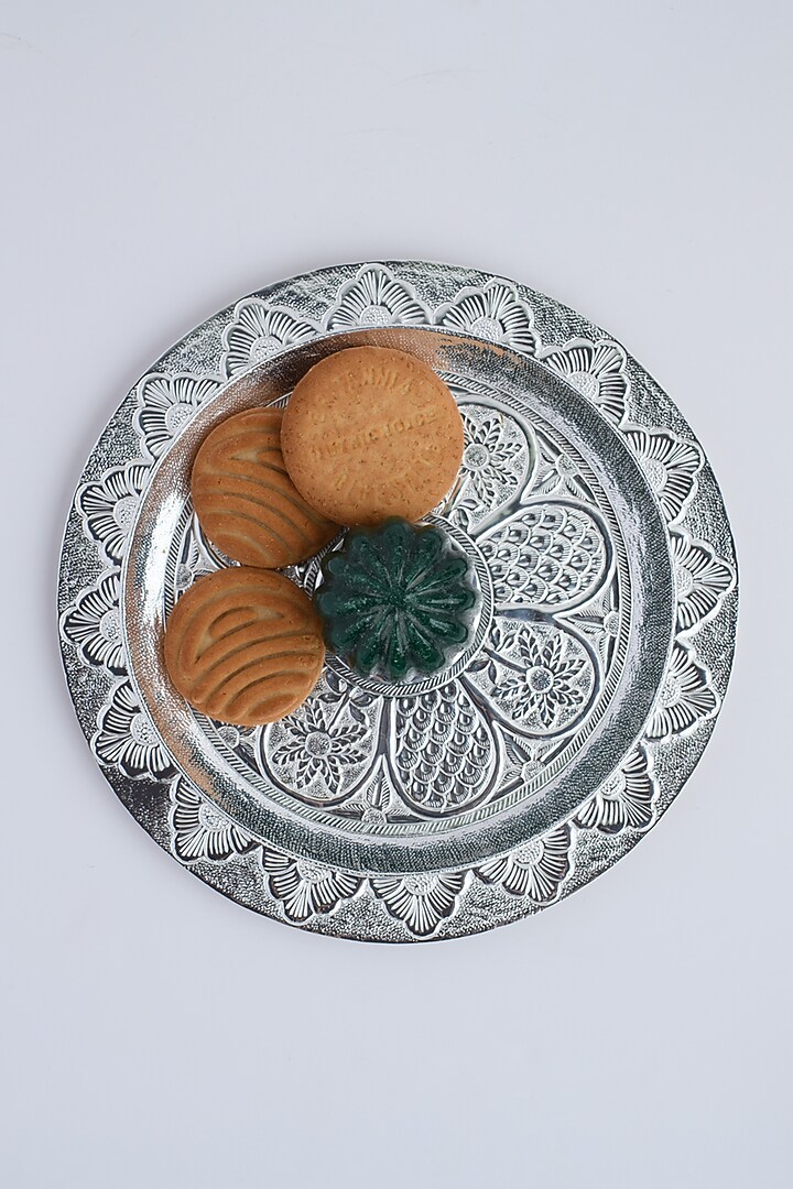Silver Natural Stone & Brass Platter by SwatiN at Pernia's Pop Up Shop