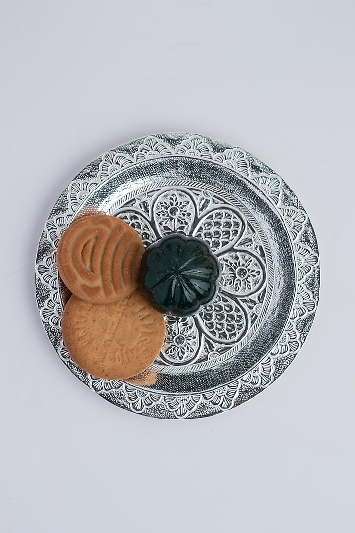 Silver Natural Stone & Brass Platter by SwatiN at Pernia's Pop Up Shop