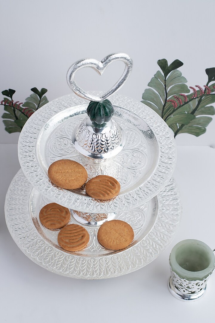 Silver Natural Stone & Brass Platter by SwatiN at Pernia's Pop Up Shop