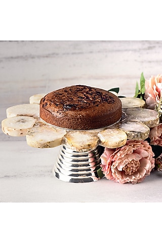 Silver Natural Stone & Brass Cake Stand by SwatiN