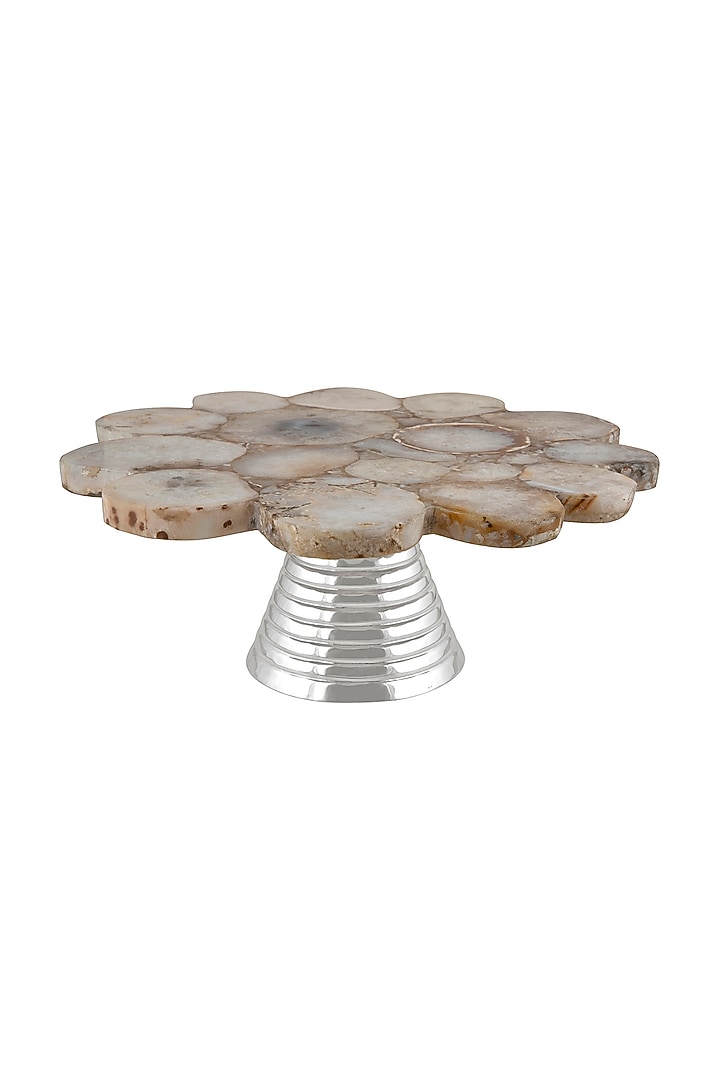Silver Natural Stone & Brass Cake Stand by SwatiN at Pernia's Pop Up Shop