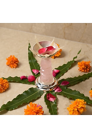 Silver Natural Stone & Brass Decorative Diya by SwatiN