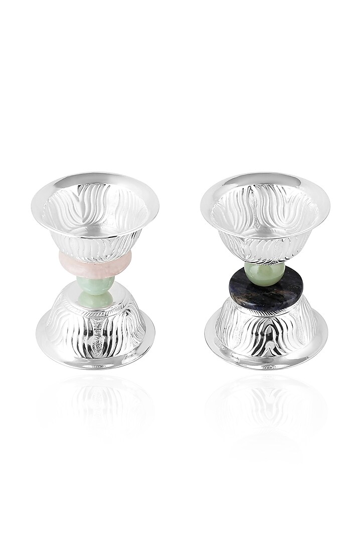 Multi-Colored Silver Plated Brass Bowls (Set of 2) by SwatiN at Pernia's Pop Up Shop