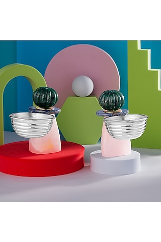 Multi-Colored Silver-Plated Bowl (Set Of 2) by SwatiN
