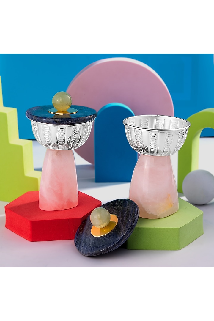 Multi-Colored Silver-Plated Bowls (Set Of 4) by SwatiN at Pernia's Pop Up Shop
