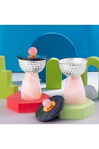 Multi-Colored Silver-Plated Bowls (Set Of 4) by SwatiN