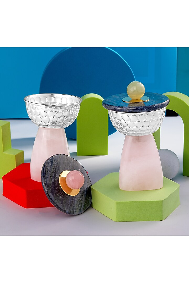 Multi-Colored Silver-Plated Bowls (Set Of 4) by SwatiN at Pernia's Pop Up Shop