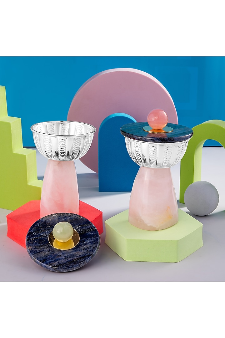 Multi-Colored Silver-Plated Bowls (Set Of 4) by SwatiN at Pernia's Pop Up Shop