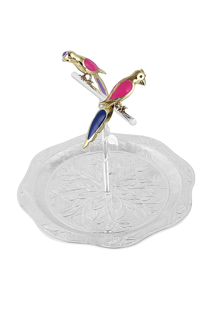 Multi-Colored Silver Plated Brass Enamel Platter by SwatiN at Pernia's Pop Up Shop