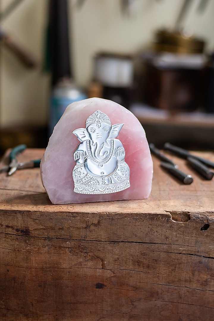 Pink Rose Quartz Lord Ganesha Idol by SwatiN