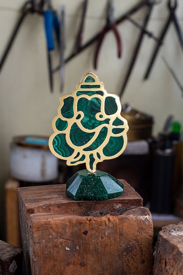 Green Malachite Lord Ganesha Idol by SwatiN at Pernia's Pop Up Shop