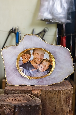 Pink Rose Quartz Glass Photo Frame by SwatiN