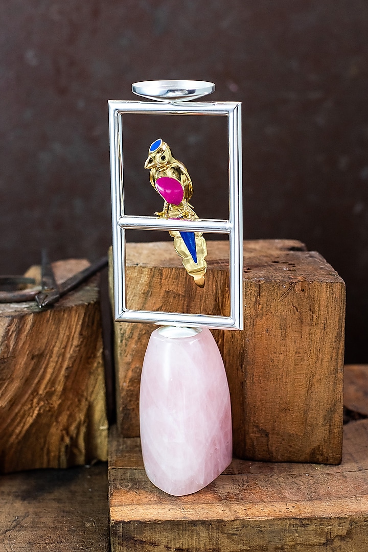 Pink Rose Quartz Candle Holder by SwatiN