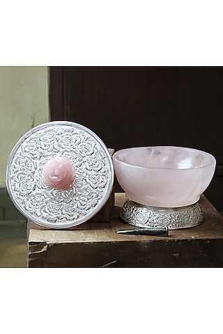 Pink Rose Quartz Serving Bowls With Lids by SwatiN