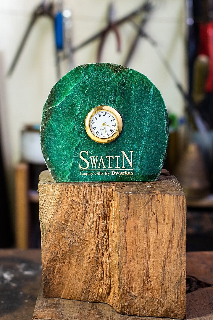 Green Aventurine Desk Clock by SwatiN at Pernia's Pop Up Shop