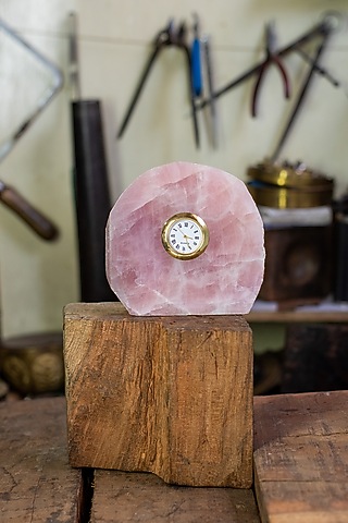 Pink Rose Quartz Desk Clock by SwatiN