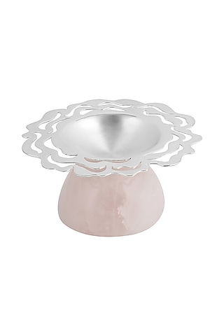 Pink Rose Quartz Metal Candle Holder by SwatiN